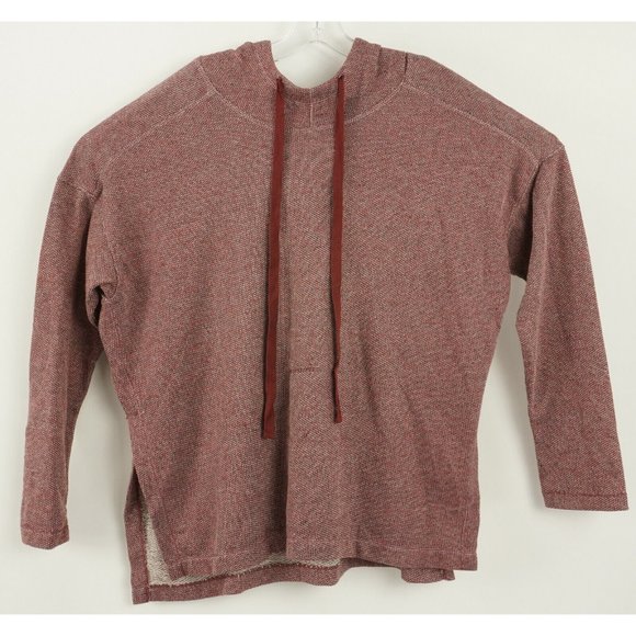 New Max Studio High Low Tunic Hoodie Women's Size L Red Funnel Neck Side Slit - Picture 1 of 10